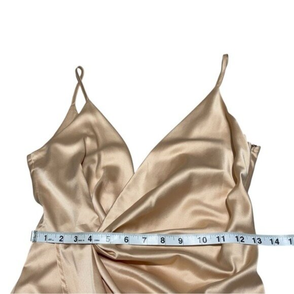 Meshki Satin Elegant Cream Draped Dress Size S - Picture 6 of 11